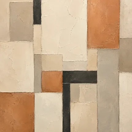 Terracotta Grid Geometric Abstract Wall Art Canvas Print