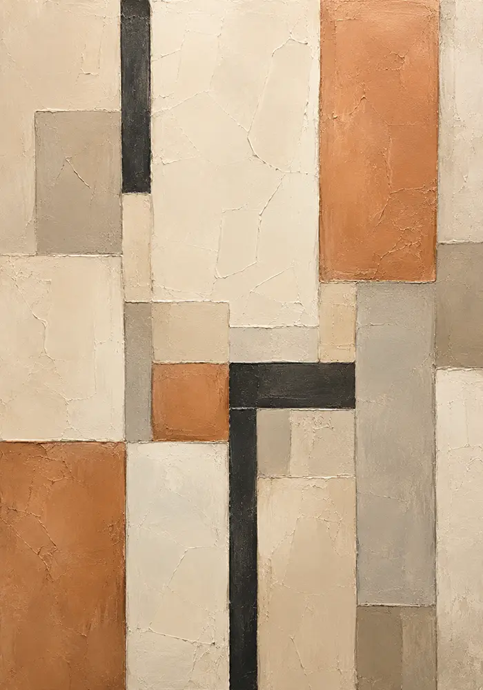 Terracotta Grid Geometric Abstract Wall Art Canvas Print