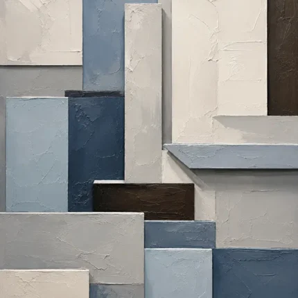 Blue Architectural Blocks Geometric Abstract Wall Art Canvas Print