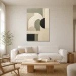 Sage Arch Forms Geometric Abstract Wall Art Canvas Print styled in a refined neutral interior