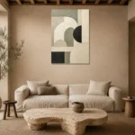Sage Arch Forms Geometric Abstract Wall Art Canvas Print presented in a sophisticated home setting