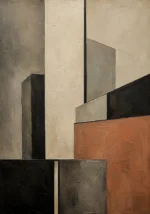 Terracotta Skyline Forms Geometric Abstract Wall Art Canvas Print