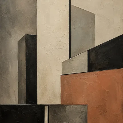 Terracotta Skyline Forms Geometric Abstract Wall Art Canvas Print