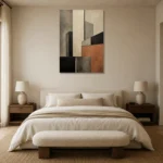 Terracotta Skyline Forms Geometric Abstract Wall Art Canvas Print showcased in an elegant minimalist interior
