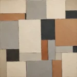 Terracotta Mosaic Blocks Geometric Abstract Wall Art Canvas Print