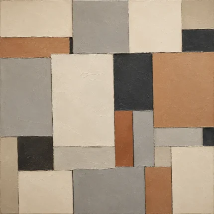 Terracotta Mosaic Blocks Geometric Abstract Wall Art Canvas Print