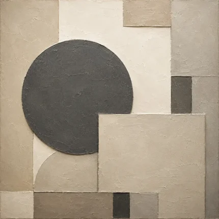Charcoal Circle Forms Geometric Abstract Wall Art Canvas Print