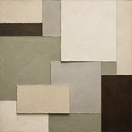 Sage Layered Blocks Geometric Abstract Wall Art Canvas Print