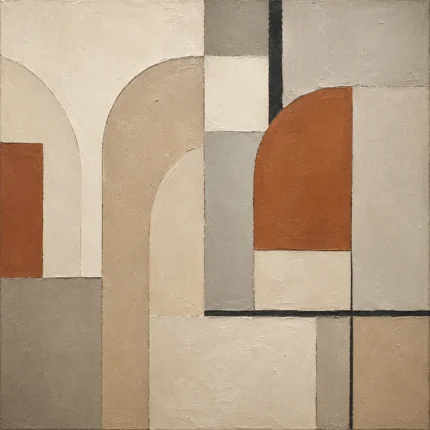 Terracotta Arch Panels Geometric Abstract Wall Art Canvas Print