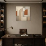 Terracotta Arch Panels Geometric Abstract Wall Art Canvas Print displayed in a contemporary gallery-inspired room