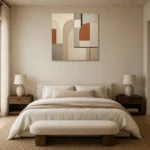 Terracotta Arch Panels Geometric Abstract Wall Art Canvas Print showcased in an elegant minimalist interior