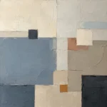 Blue Plane Blocks Geometric Abstract Wall Art Canvas Print