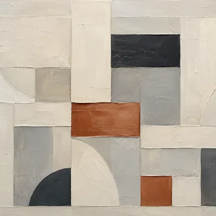 Terracotta Arc Grid Geometric Abstract Wall Art Canvas Print