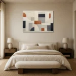 Terracotta Arc Grid Geometric Abstract Wall Art Canvas Print showcased in an elegant minimalist interior