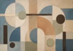 Blue Terracotta Circles Geometric Abstract Wall Art Canvas Print