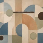 Blue Terracotta Circles Geometric Abstract Wall Art Canvas Print
