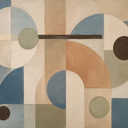 Blue Terracotta Circles Geometric Abstract Wall Art Canvas Print