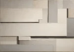 Ivory Linear Blocks Geometric Abstract Wall Art Canvas Print