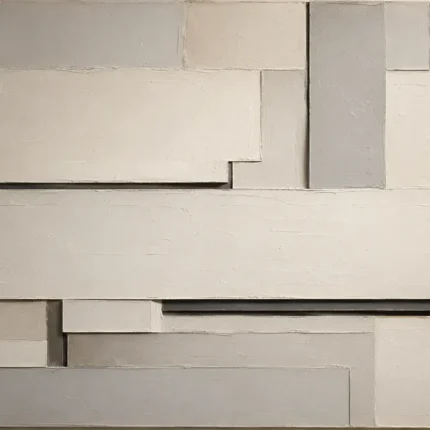 Ivory Linear Blocks Geometric Abstract Wall Art Canvas Print