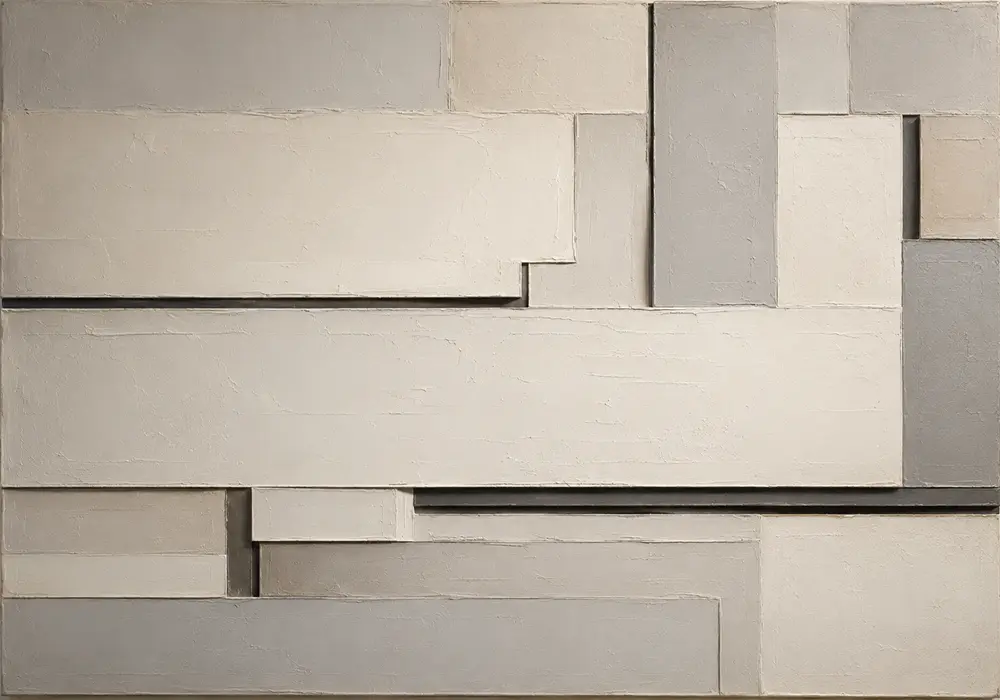 Ivory Linear Blocks Geometric Abstract Wall Art Canvas Print