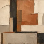 Terracotta Architectural Balance Geometric Abstract Wall Art Canvas Print