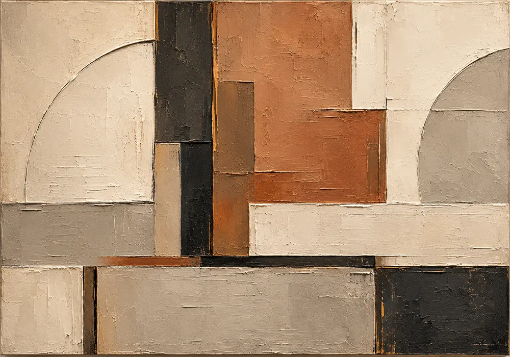 Terracotta Architectural Balance Geometric Abstract Wall Art Canvas Print