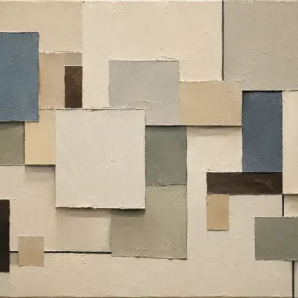 Blue Layered Squares Geometric Abstract Wall Art Canvas Print