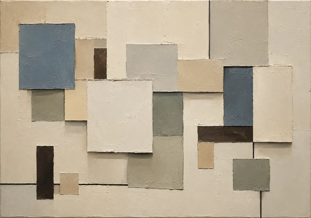 Blue Layered Squares Geometric Abstract Wall Art Canvas Print
