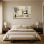 Blue Layered Squares Geometric Abstract Wall Art Canvas Print showcased in an elegant minimalist interior
