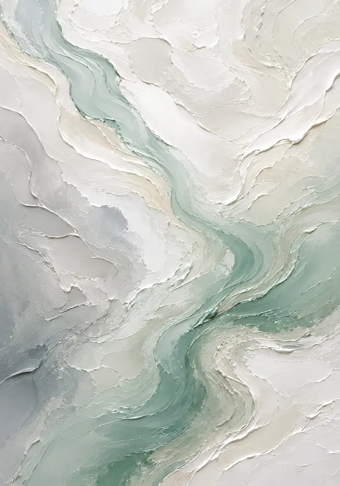 Soft Aqua Flow Fluid Abstract Wall Art Canvas Print