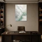 Soft Aqua Flow Fluid Abstract Wall Art Canvas Print displayed in a contemporary gallery-inspired room