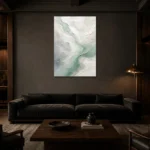 Soft Aqua Flow Fluid Abstract Wall Art Canvas Print shown in a warm modern interior