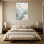 Soft Aqua Flow Fluid Abstract Wall Art Canvas Print showcased in an elegant minimalist interior