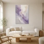 Lavender Veil Fluid Abstract Wall Art Canvas Print styled in a refined neutral interior