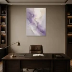 Lavender Veil Fluid Abstract Wall Art Canvas Print displayed in a contemporary gallery-inspired room