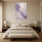 Lavender Veil Fluid Abstract Wall Art Canvas Print showcased in an elegant minimalist interior