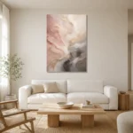 Blush Stone Flow Fluid Abstract Wall Art Canvas Print styled in a refined neutral interior