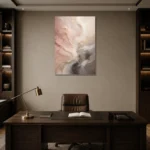 Blush Stone Flow Fluid Abstract Wall Art Canvas Print displayed in a contemporary gallery-inspired room