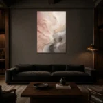 Blush Stone Flow Fluid Abstract Wall Art Canvas Print shown in a warm modern interior