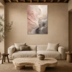 Blush Stone Flow Fluid Abstract Wall Art Canvas Print presented in a sophisticated home setting