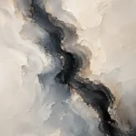 Charcoal River Fluid Abstract Wall Art Canvas Print