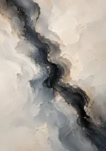 Charcoal River Fluid Abstract Wall Art Canvas Print