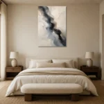 Charcoal River Fluid Abstract Wall Art Canvas Print showcased in an elegant minimalist interior