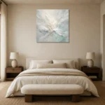 Aqua Bloom Fluid Abstract Wall Art Canvas Print showcased in an elegant minimalist interior