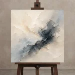 Charcoal Mist Flow Fluid Abstract Wall Art Canvas Print displayed on a studio easel