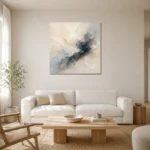 Charcoal Mist Flow Fluid Abstract Wall Art Canvas Print styled in a refined neutral interior