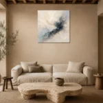 Charcoal Mist Flow Fluid Abstract Wall Art Canvas Print presented in a sophisticated home setting
