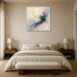 Charcoal Mist Flow Fluid Abstract Wall Art Canvas Print showcased in an elegant minimalist interior