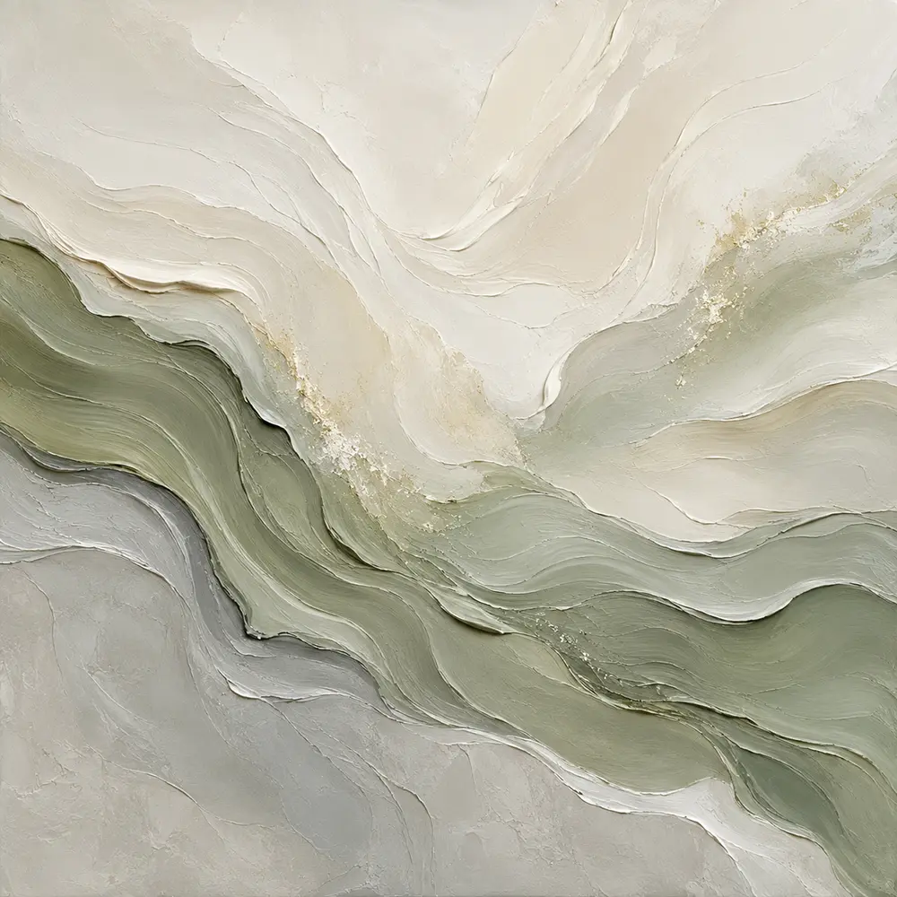 Sage Horizon Flow Fluid Abstract Wall Art Canvas Print