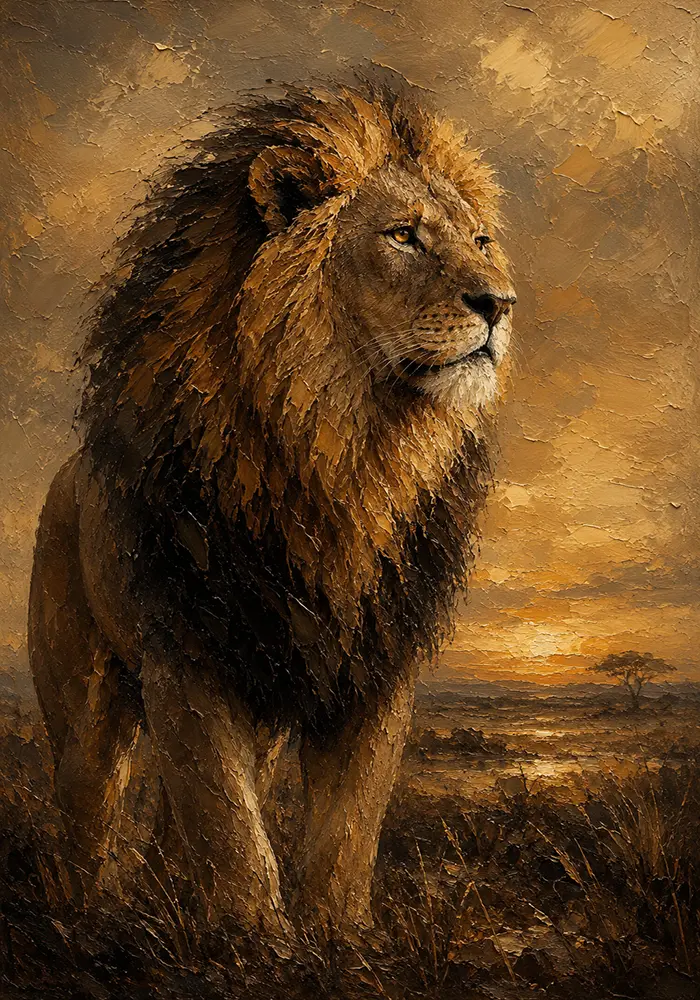Savanna Guardian Lion Wall Art Canvas Print